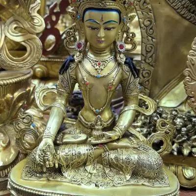 Pure copper Jizang King Bodhisattva Buddha statue 30 cm Tibetan blessing ornament brass material gilt craftsmanship