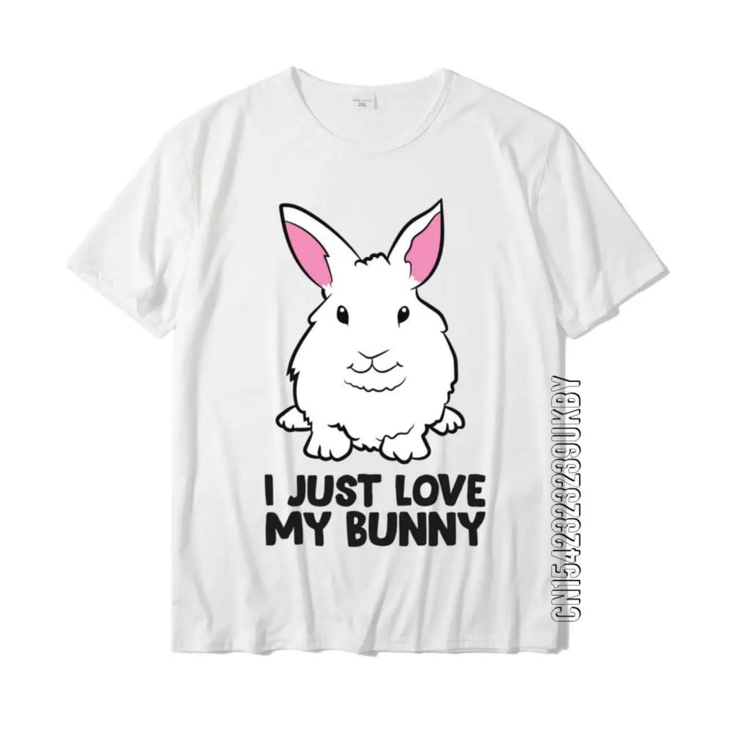 I Just Love My Bunny Cute Bunny Rabbit Owner Love Bunnies Normal Tops & Tees Cotton Men s Top T-Shirts Normal Hip Hop S чёрный