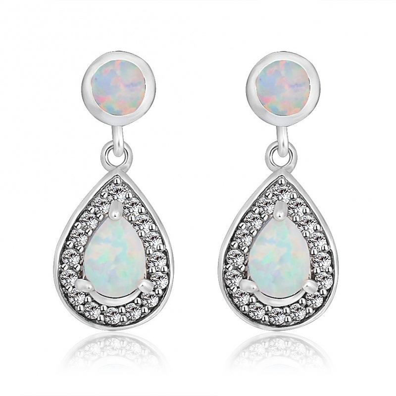 Wish Platinum Jewelry Women s Opal Drop-shaped Opal Earrings 8MM * MM