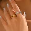 Women's Ring Geometric Lines Inlaid with Zircon Design Open Index Finger Ring Versatile Ring