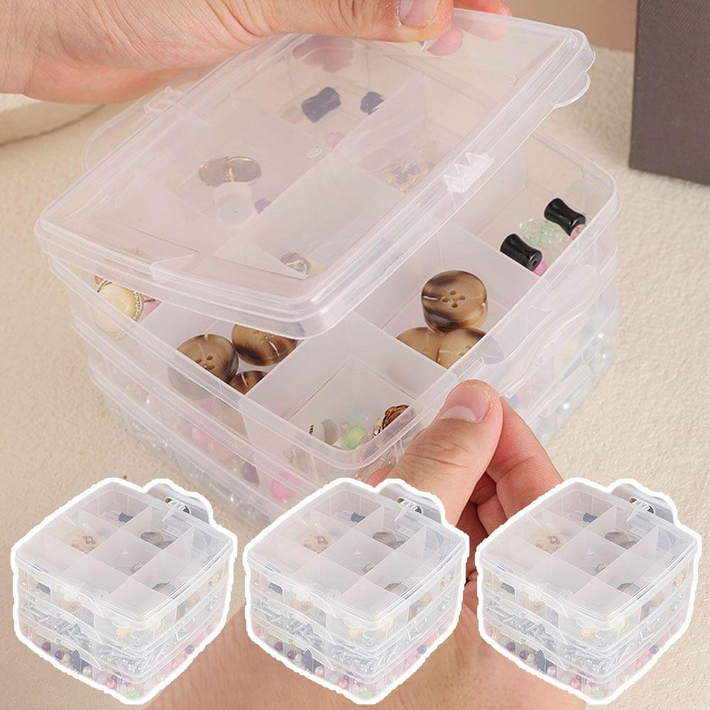 Durable 3-Layer Jewelry Beads Box Stackable Transparent Hardware Tool Boxes Storage Box for Small Items Fishing Gear Accessories