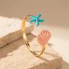 Classic Ocean Element Open Cuff Bracelets for Women Vintage Punk Starfish Shell Bangle Summer Beach Party Jewelry Gifts