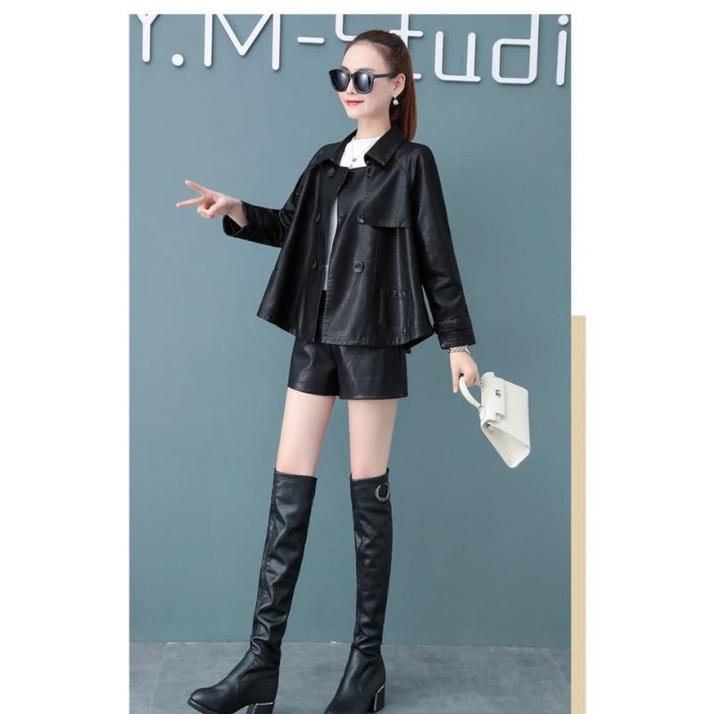 New Autumn Korean Style Loose Short Coat Women's Leather Jacket Skirt Popular Motorcycle Top Small Leather Jacket