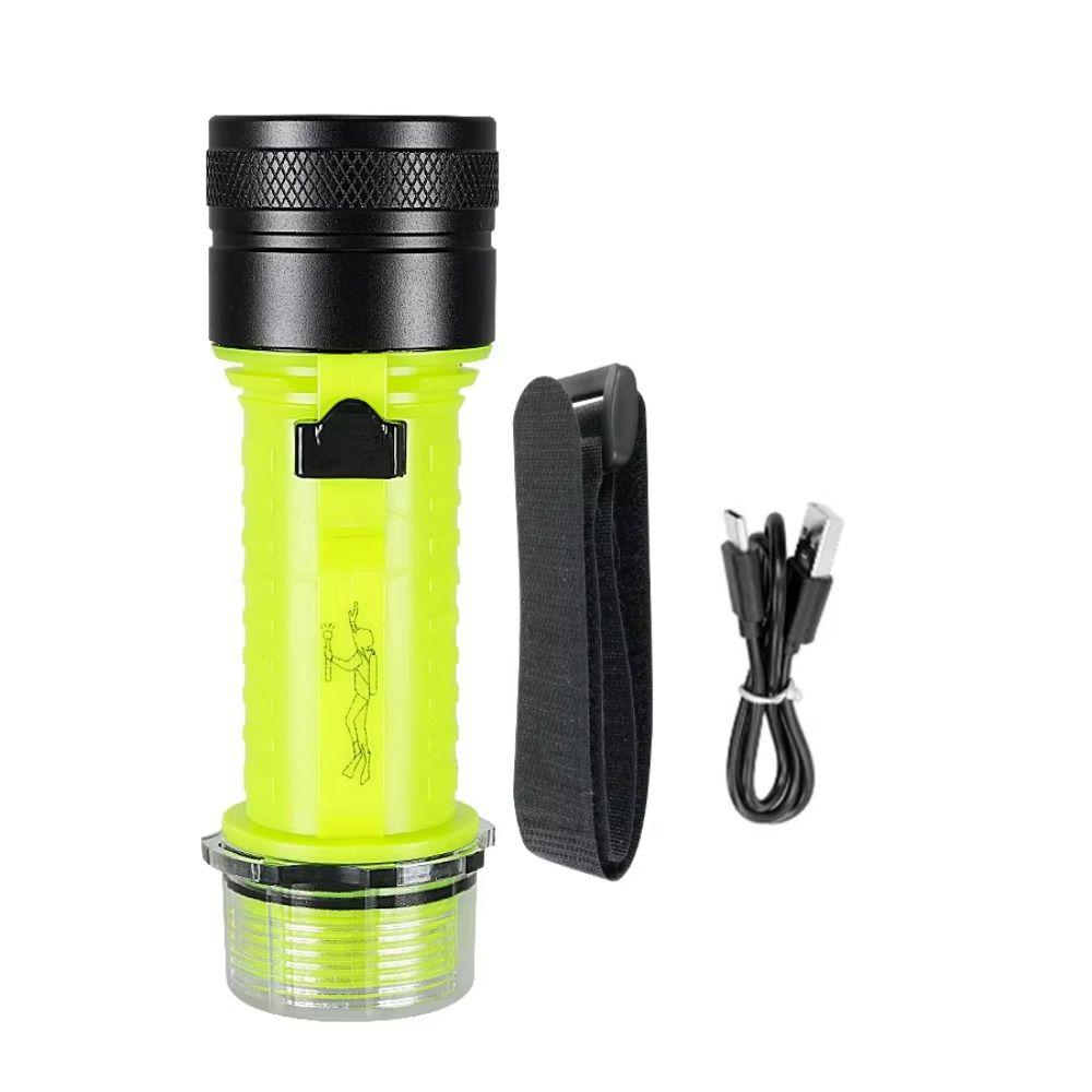 Super Bright Diving Flashlight XHP50 LED Type C Rechargeable Dive Torch High Power Adjustable Focus Underwater Torch