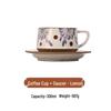 Diblang Retro Latte Art Ceramic Coffee Cup and Saucer Set