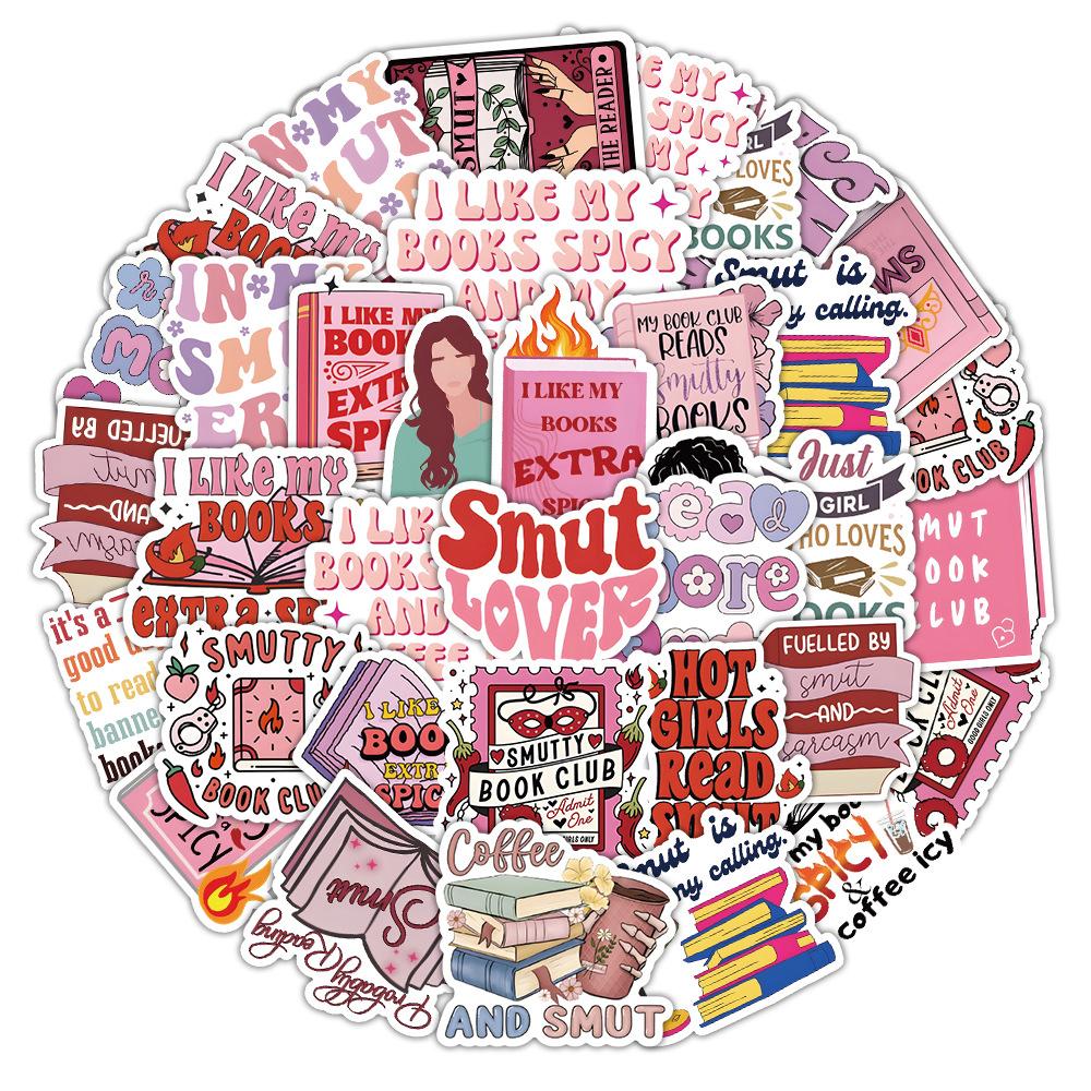 10 30 50Pcs Smut Pink Romance Bookish Book Reading Stickers Kindle Aesthetic Girls Decals Waterproof Diy Phone Laptop Diary
