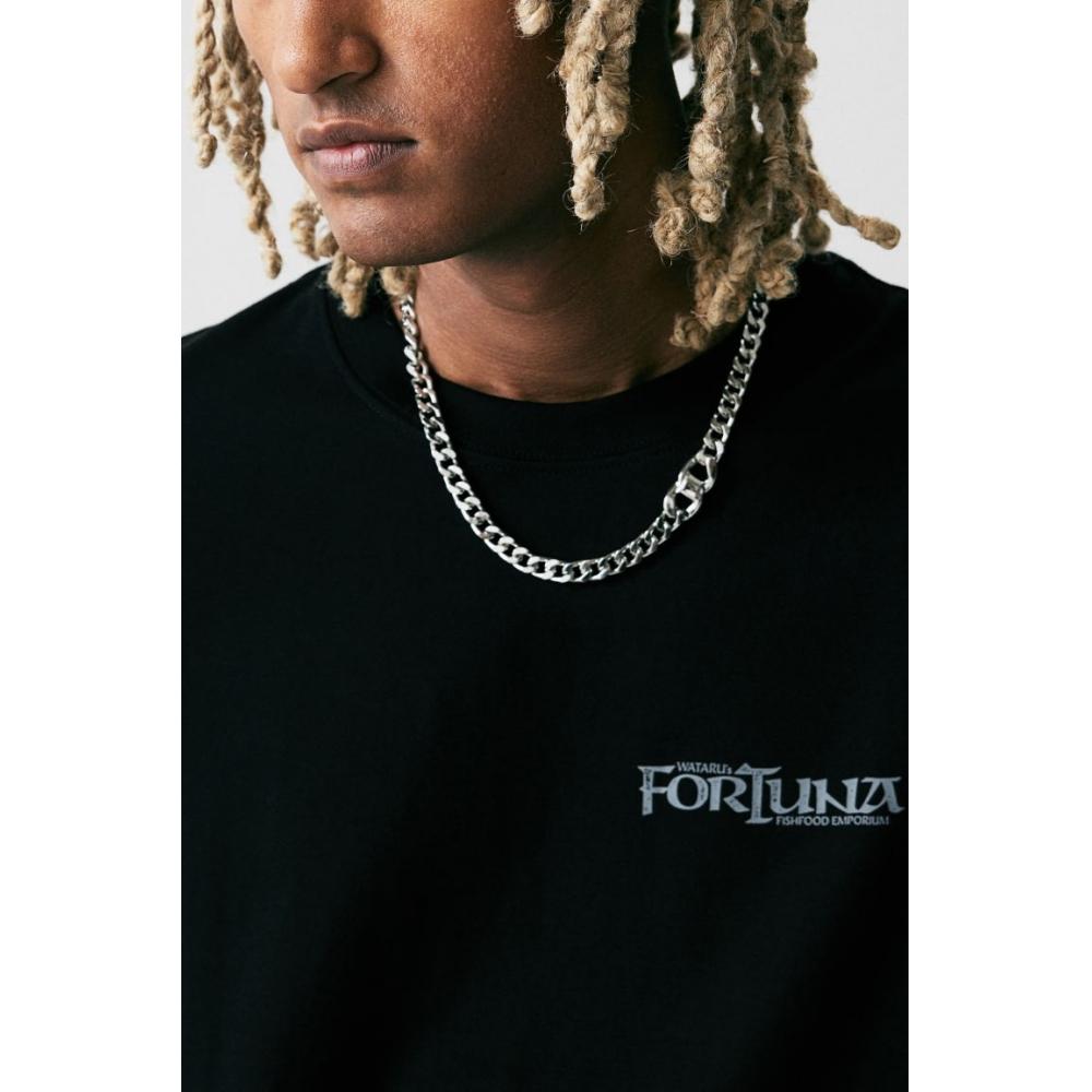 H M Loose FiT PrinTed T sHirT Black forTuna