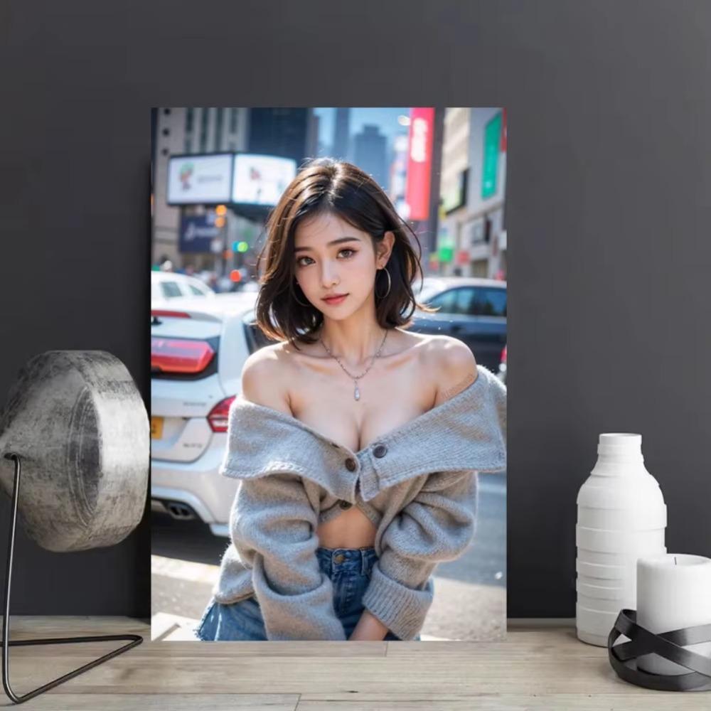 Elegant Lady Metal Wall Art Modern Oil Painting Style Home Decor Gift
