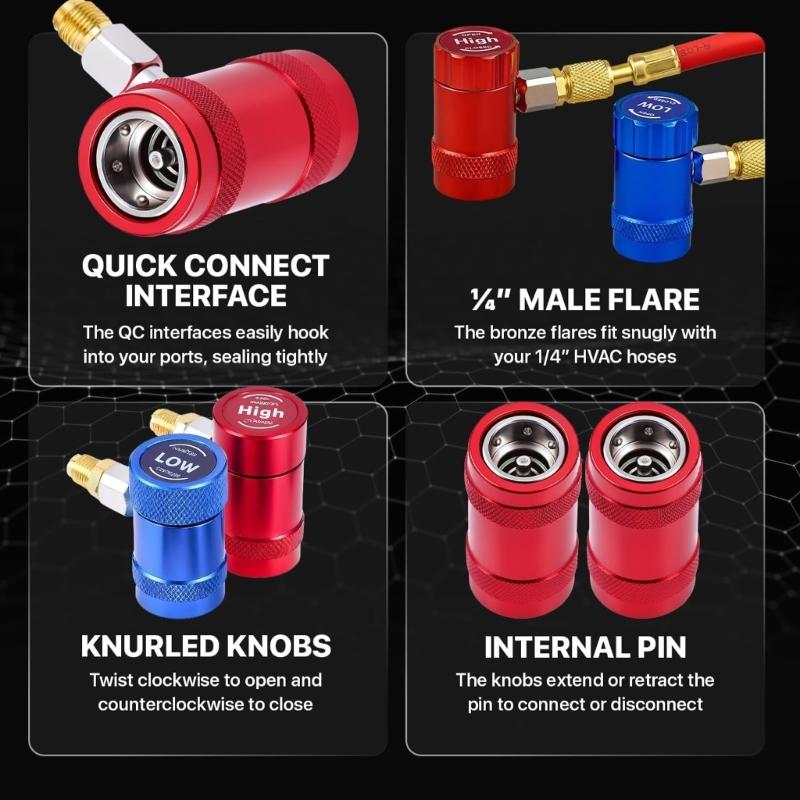 R1234yf Coupler Tool Ergonomic Design Fast Secure Refrigerants Line Connections for Air Conditioning Applications