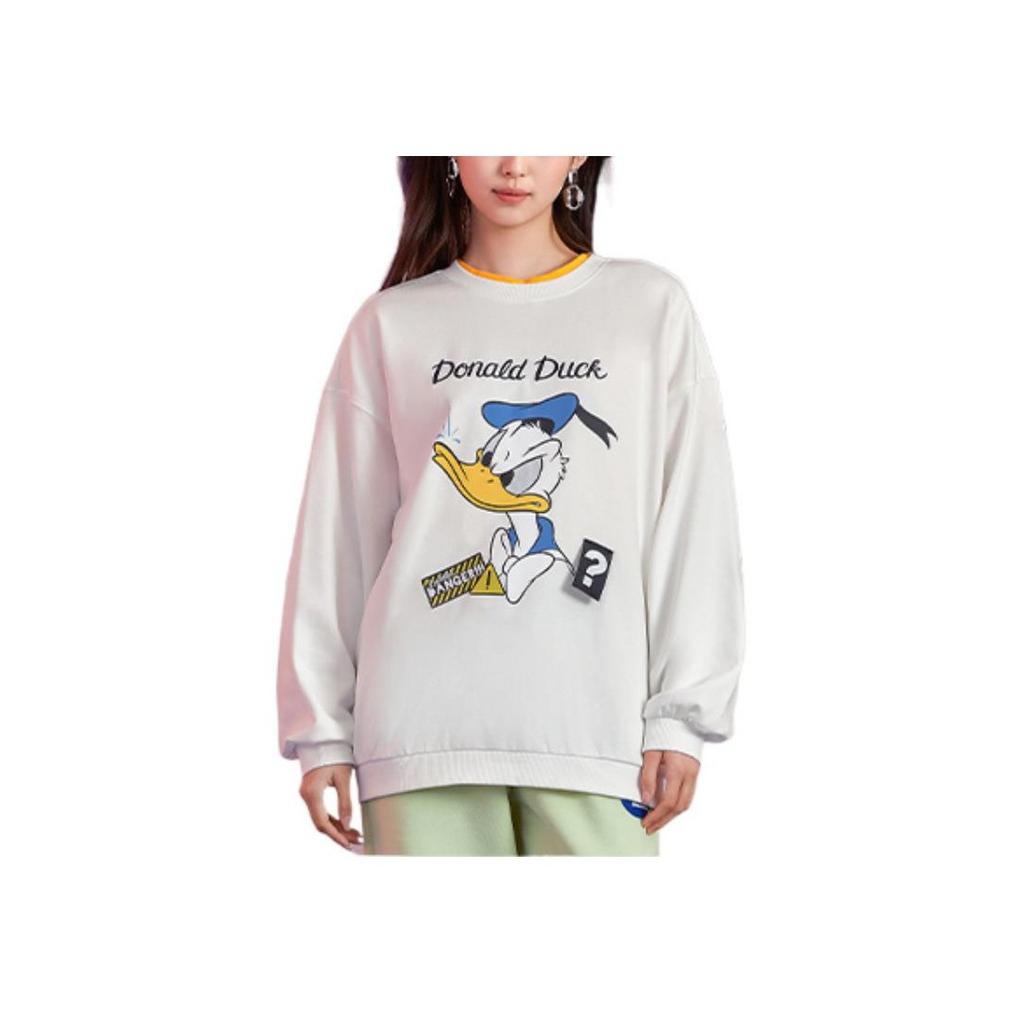 Li Ning X Disney Collaboration Sports Lifestyle Series Cartoon Pattern Printed Crew Neck Pullover Long Sleeve Sweatshirt Women Sweatshirt AWDS596-1