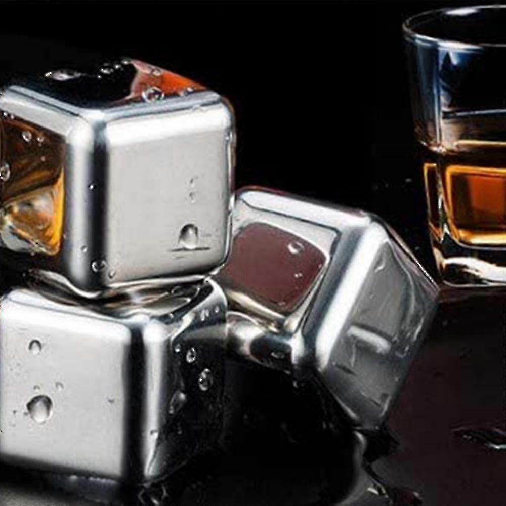 Stainless Steel Ice Cubes Reusable Whisky Chilling Rocks Metal Ice Set Of 8 With Tongs And Freezer Storage Tray For Beer Wine Cooler - RiRi