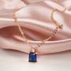 Colar com pingente quadrado de zircônia azul, cor dourada, corrente para festa de casamento, joias da moda para mulheres