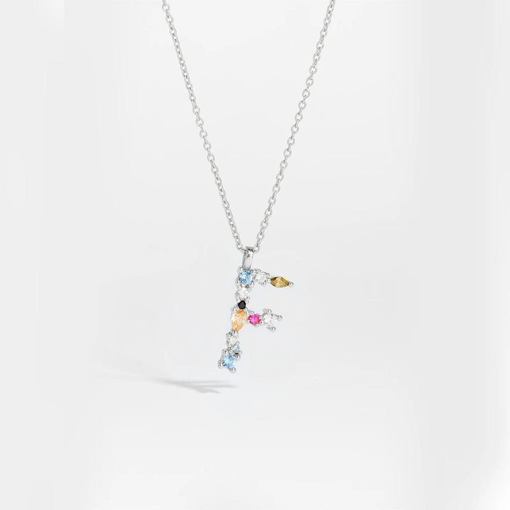 925 Sterling Silver Gold Letter M Pendant Initial F Alphabet Necklace Monogram Opals 2020 Women Accessories Jewelry