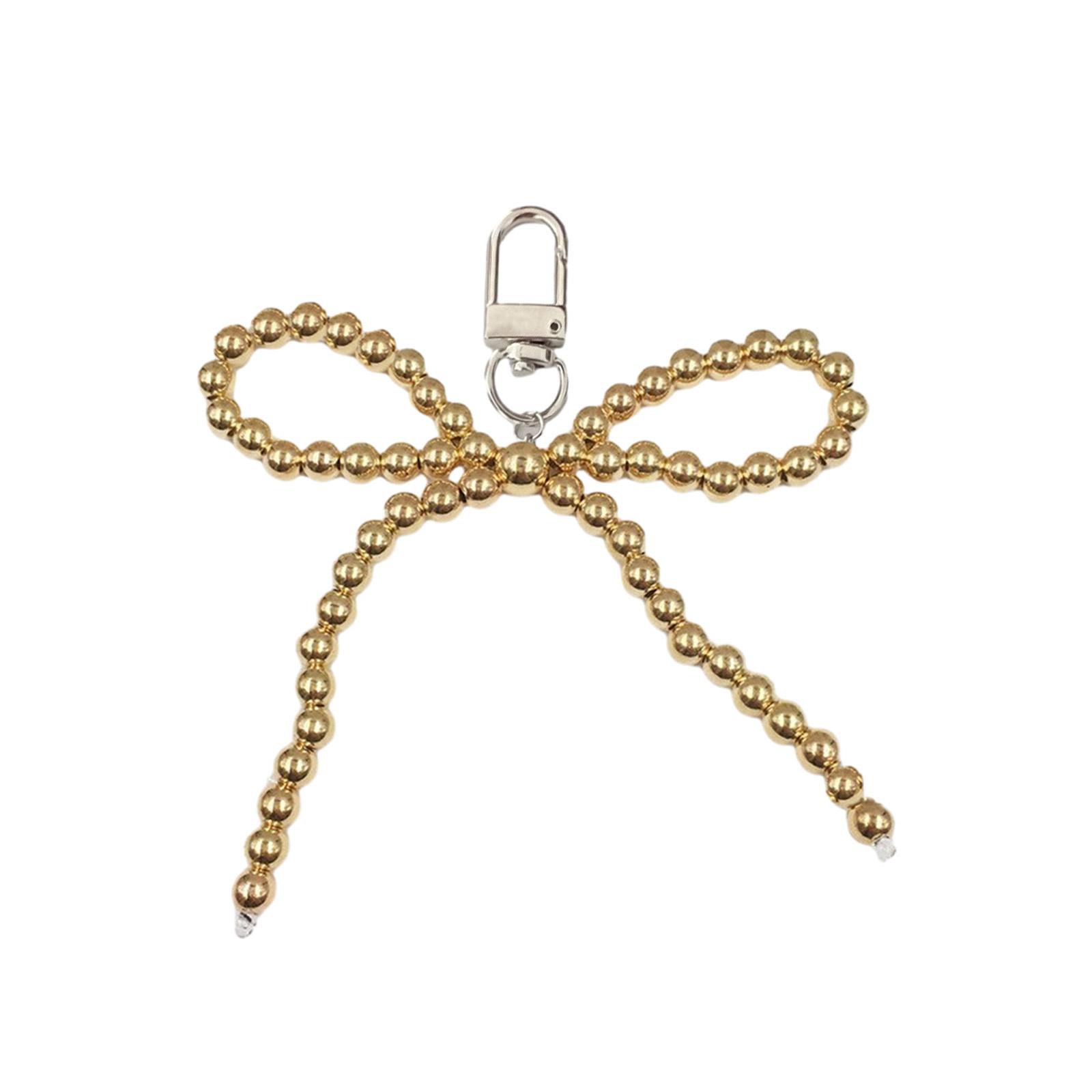 

Красочные брелоки с подвесками в виде бантиков из жемчуга, милые и крутые, украшения, брелок, украшение для рюкзака, бижутерия для женщин и девушек золотой