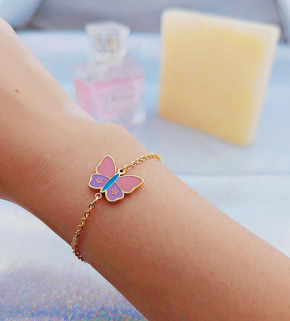 

Корейский красочный титановый браслет с бабочками - Женская летняя легкая роскошная мода.