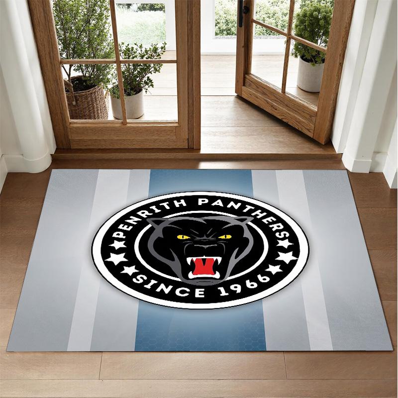Penrith Panthers Design Crystal Velvet Rug Soft Decorative Mat for Bedroom Entrance