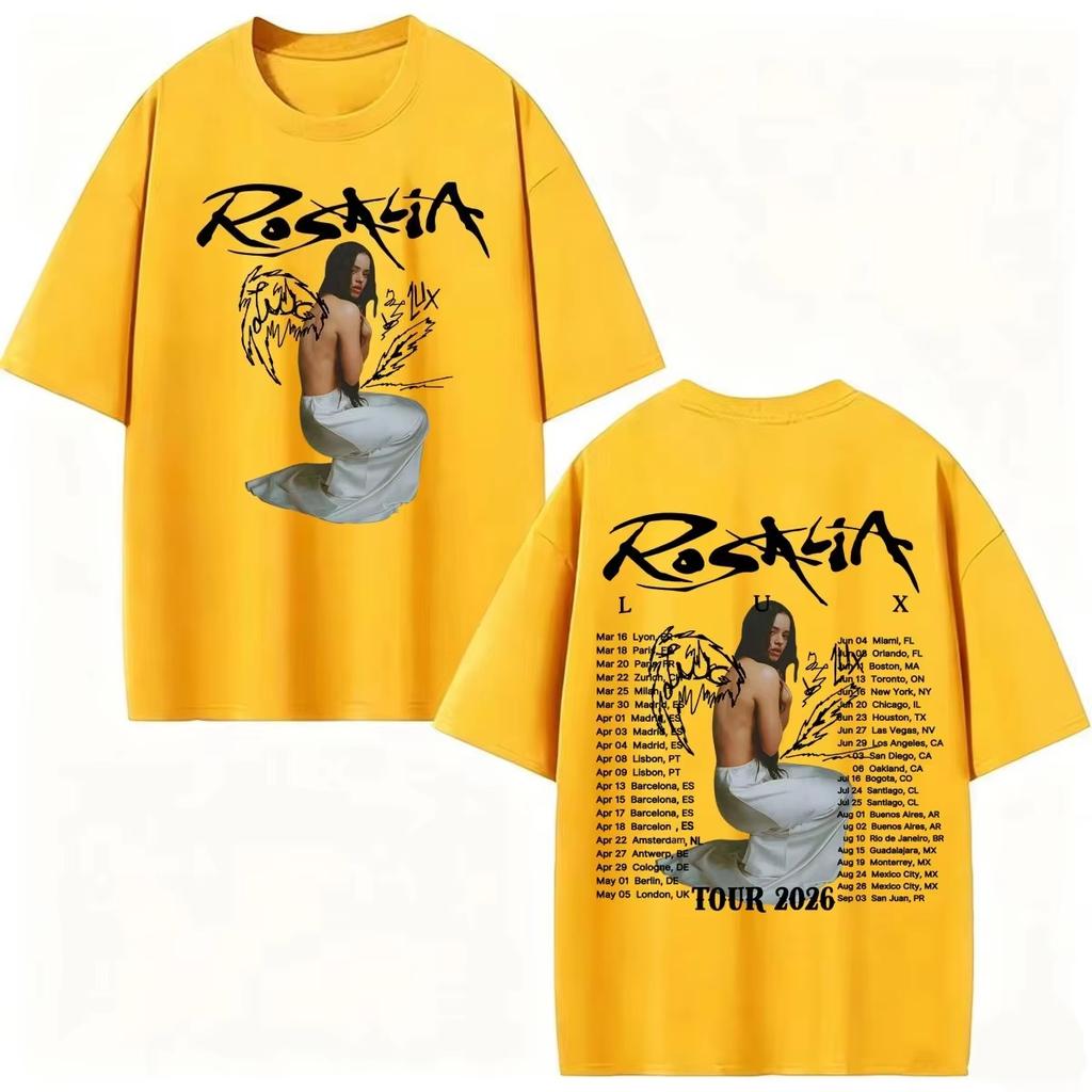 Summer Bestselling Singer Rosalia Lux 2026 Tour Unisex Vintage Hip Hop Street Style Short Sleeve Casual Unisex And Unisex Tshirt