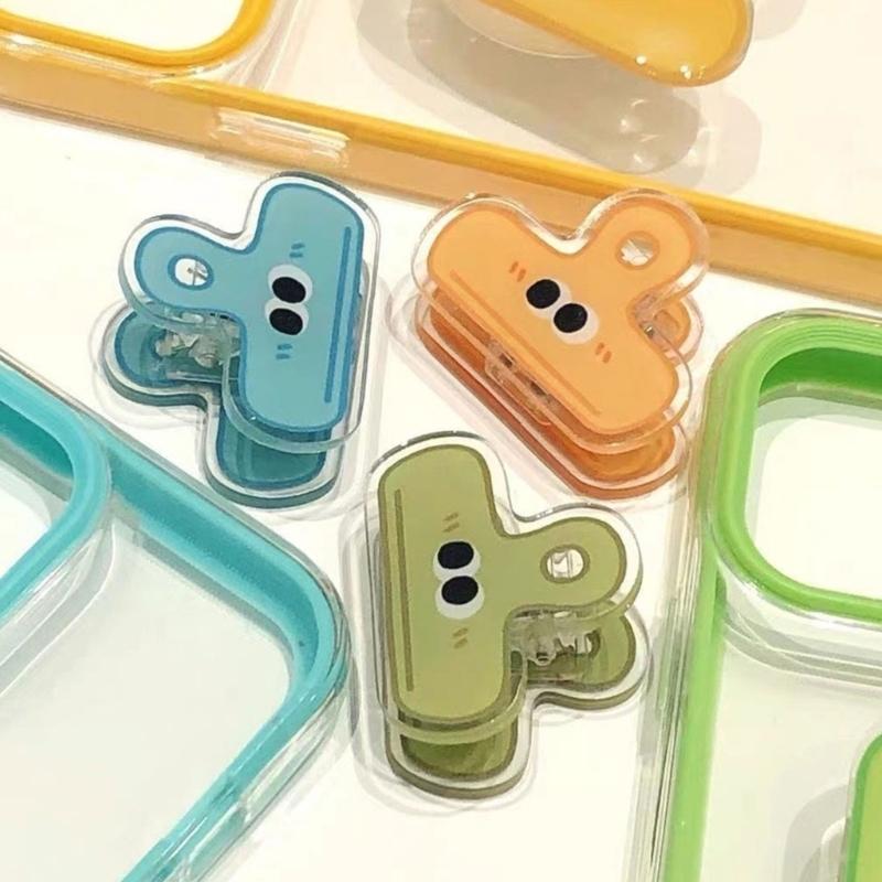 Cartoon Big Eye Acrylic Paper Clip Acrylic Paper Clamp for Food Bag Photo File Receipt Drawing Board Kitchen Office Use