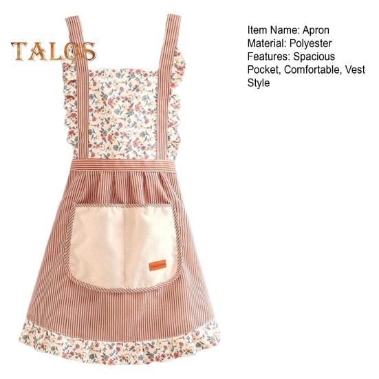 Avental de princesa elegante, resistente a manchas, com alças ajustáveis e bolsos, respirável, para cozinha e jardinagem, para mulheres