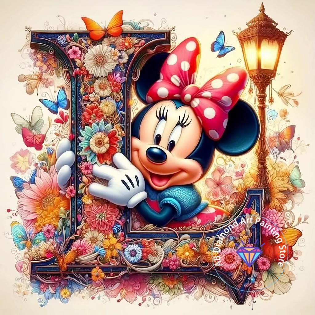 Mickey Mouse Minnie Letter Diamond Painting Kit 5D DIY Diamond Embroidery Cross Embroidery Handmade Art Gift Home Decoration