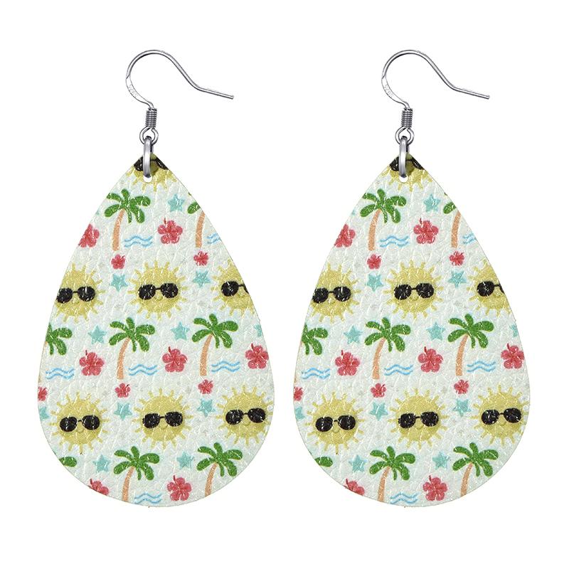 Summer Fashion Lightweight Faux Leather Earrings for Women Fruit Leaf Beach Teardrop Drop Dangle Earrings Jewelry Gift Wholesale