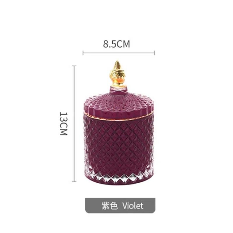 Classic French Light Luxury Multicolor Glass Storage Jar Handmade Aromatherapy Bottle Cotton Swab Toothpick Storage Box Candle Jar