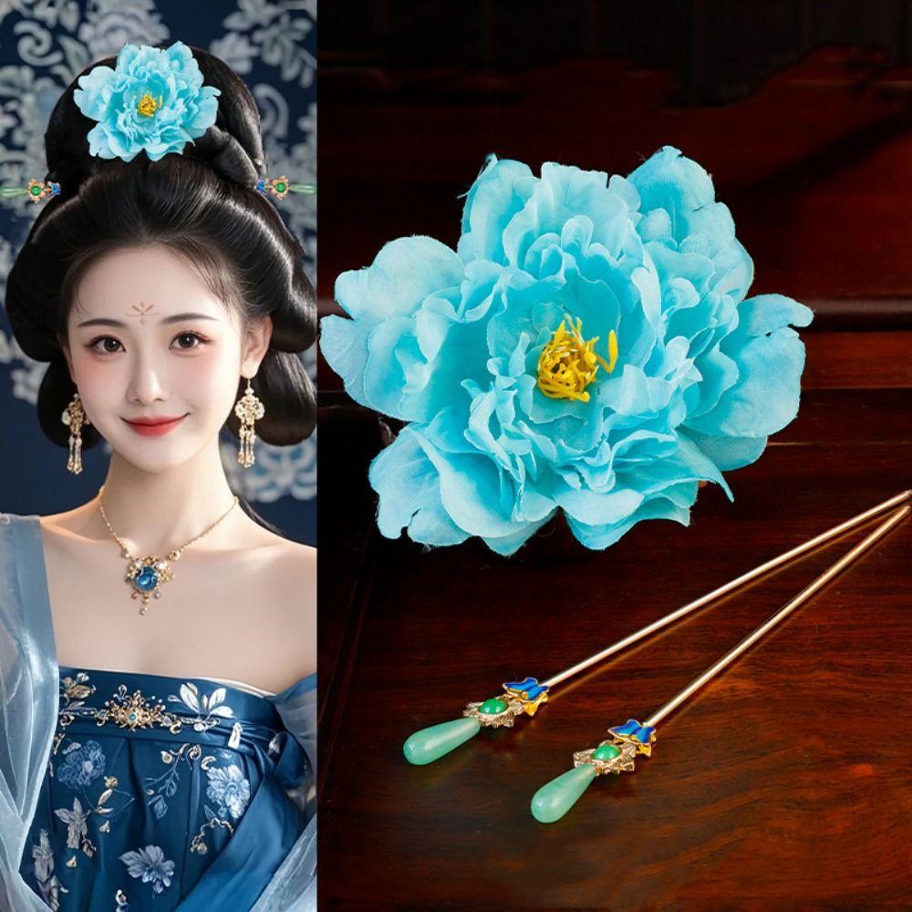 1 Set Pearl Ancient Hair Stick Chinese Style Flower Hair Comb Vintage Tang Dynasty Hairpin  Women