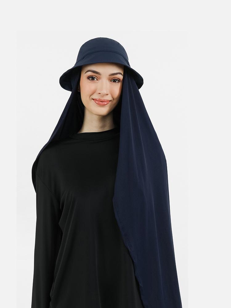 New Muslim Women Bucket Hat With Chiffon Hijabs Summer Sports Cap With Hijab Ready To Wear Instant Hijab Islam Headscarf