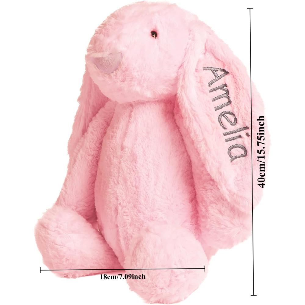 Conejo de Peluche Super Suave Personalizado, Regalo Personalizado con Nombre Bordado en la Oreja para Pascua, Regalo para Baby Shower, Regalos de Cumpleaños Lindos