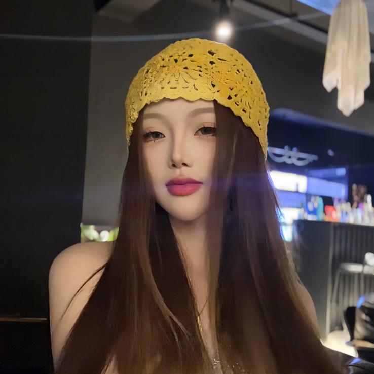 Dámský ručně pletený klobouk ve stylu japonském stylu, tenký dutý vlněný klobouk, retro literární pletený ležérní klobouk