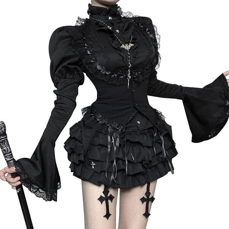Halloween Halter Vest Coat Layered Dark Cosplay Top Sheer Seductive High-End
