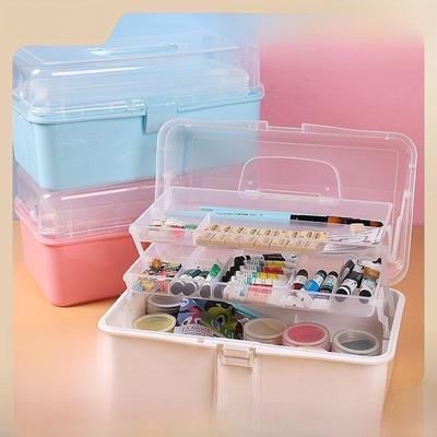 Three-Layer Portable Storage Box for Organizing Stationery and Children's Toys
