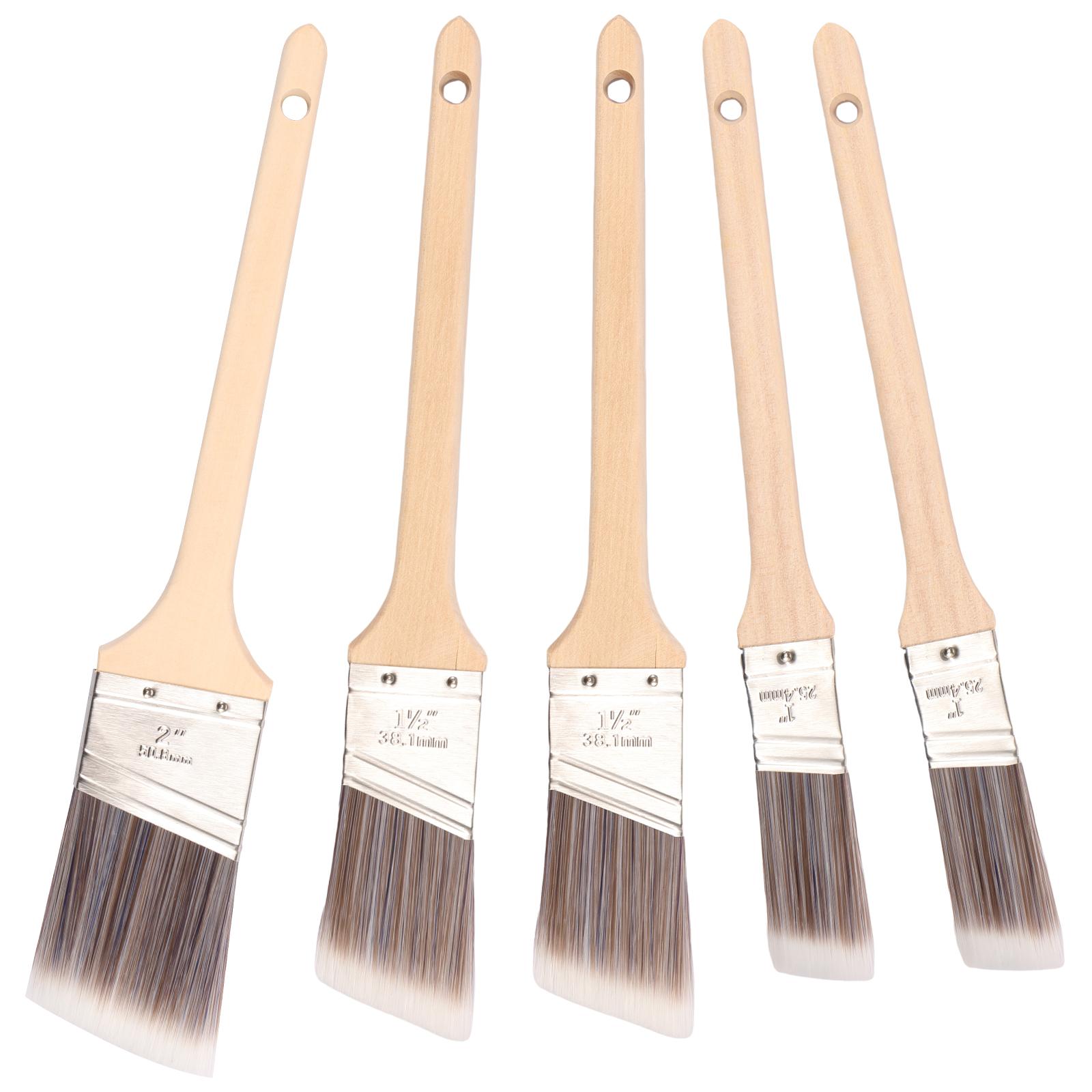 

Wood Angled Sash Paint Brush Set Verstaile Wood Handle Paint Brushes Set Easy to Use Short Cut Angle Sash Tool for Painter