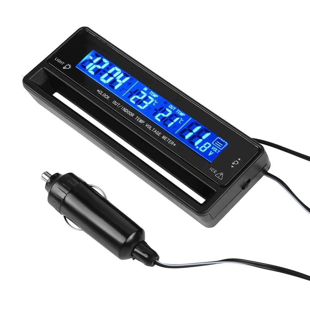 TS-7010V Digital LCD Auto Car Indoor/Outdoor Temperature Thermometer with Alarm Clock