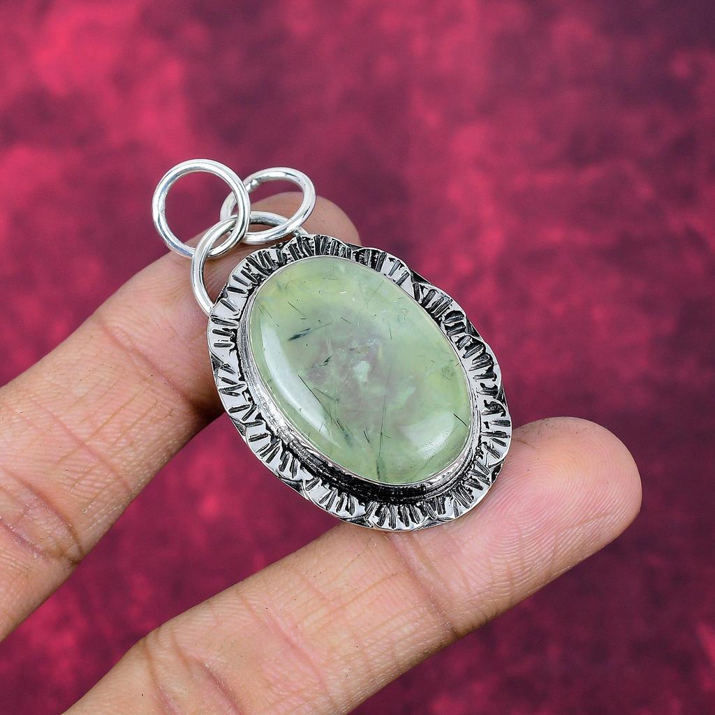 Prehnite Jewelry, 925 Solid Sterling Silver Pendant Handmade Gemstone Jewelry, Gifts For Wife Brand New Pendant