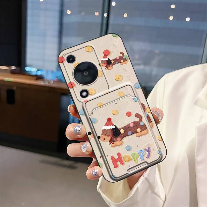 TPU Back Cover Phone Case For Huawei Enjoy70/70S/NOVA Y72 4G Card bag Silicone Card sleeve Anti-dust Fashion Design Cute