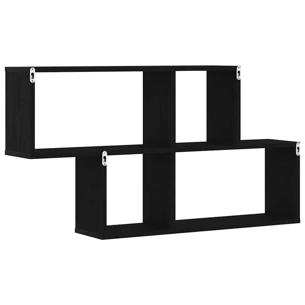 Wall Shelf Black Oak Look 76 x 15 x 53 cm Engineered Wood