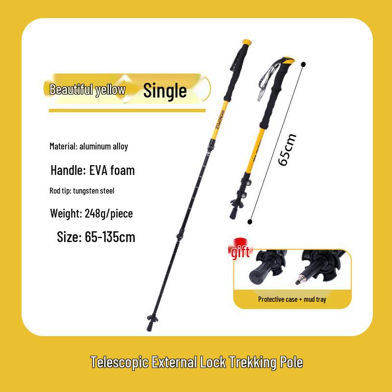 Ultra-light Telescopic Aluminum Trekking Pole - Foldable, Portable, and Perfect for Hiking and Climbing