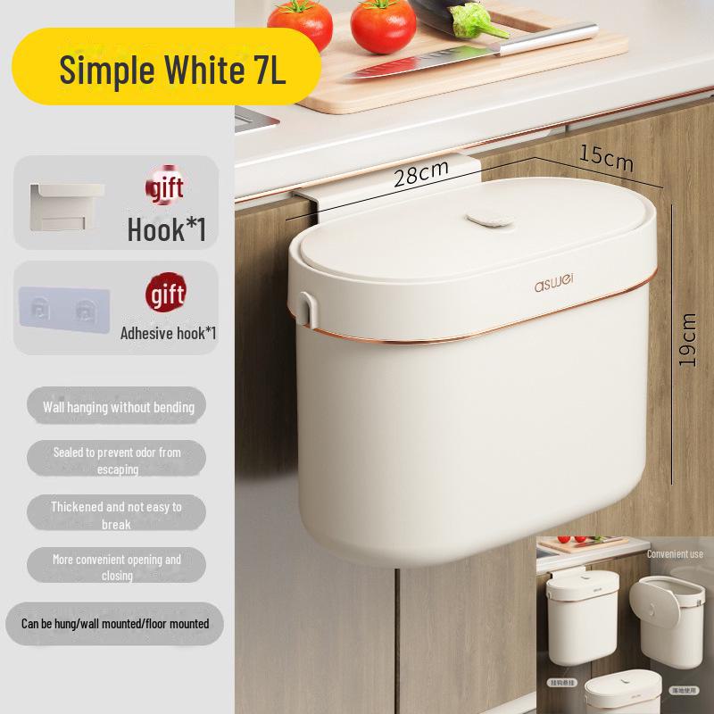 Wall-Mounted Kitchen & Bathroom Trash Can with Lid - Slim Design for Tight Spaces