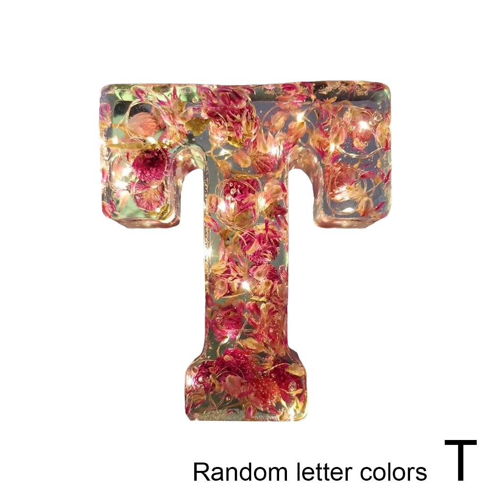 Floral Letter Night Light Alphabet Letter LED Lights Luminous Number Lamp Decorative Resin Lamp With Initial Letter & Dry Flower