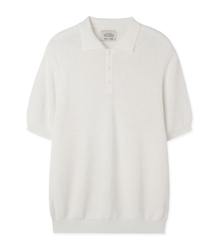 3-Button Polo Collar Knit [Ivory] Ivory/M
