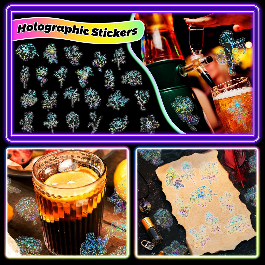 50 Neue Hochwertige Silberne Blumen Laser Aufkleber DIY Dekorative Transparente Wasserbecher Aufkleber