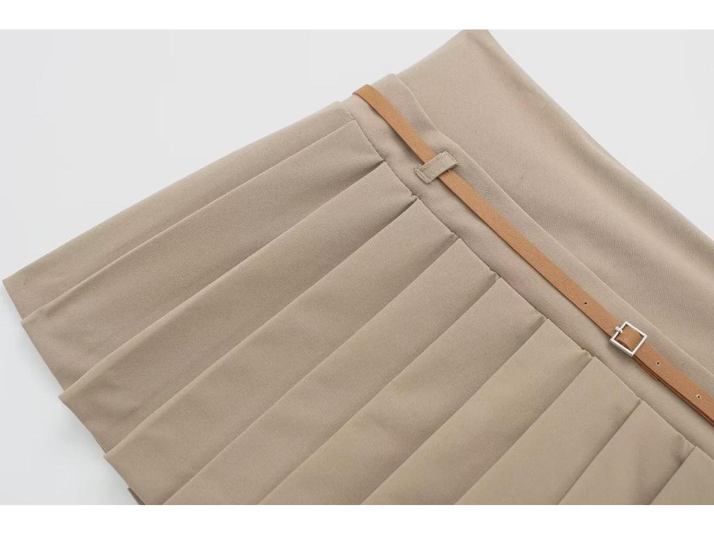 2024 Frühling Damen Street Fashion Niedrige Taille Plissee Rock Hose