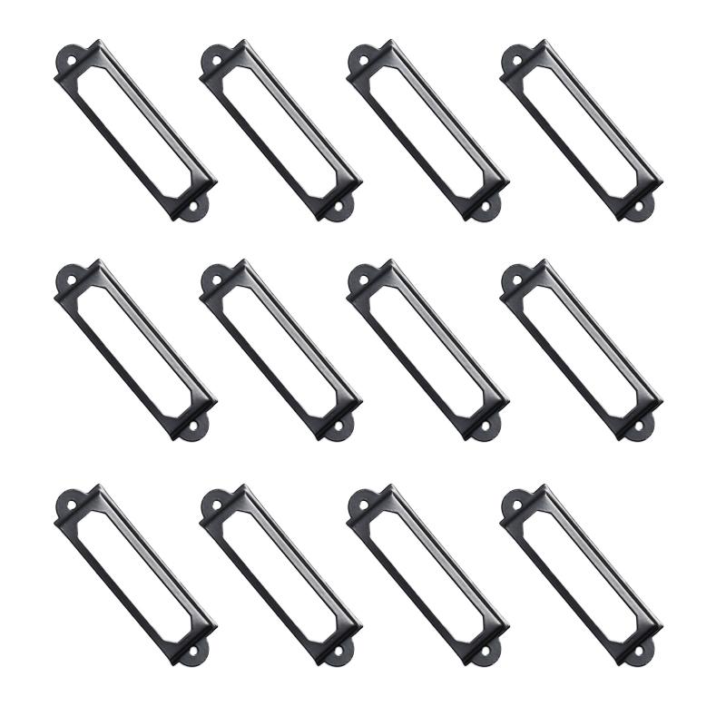 12 stuks Antiek Messing Gouden Metalen Label Pull Frame Handvat Bestand Naamkaart Houder Voor Meubels Kast Lade Doos Kofferbak 17*60mm