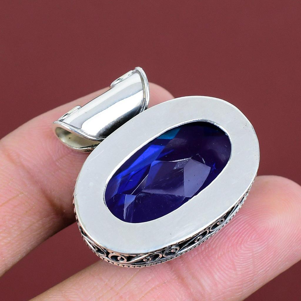 Faceted Tanzanite Quartz Pendant Natural Gemstone Pendant 925 Sterling Silver Pendant Antique Jewelry Handmade Vintage Pendant Gifts For Her