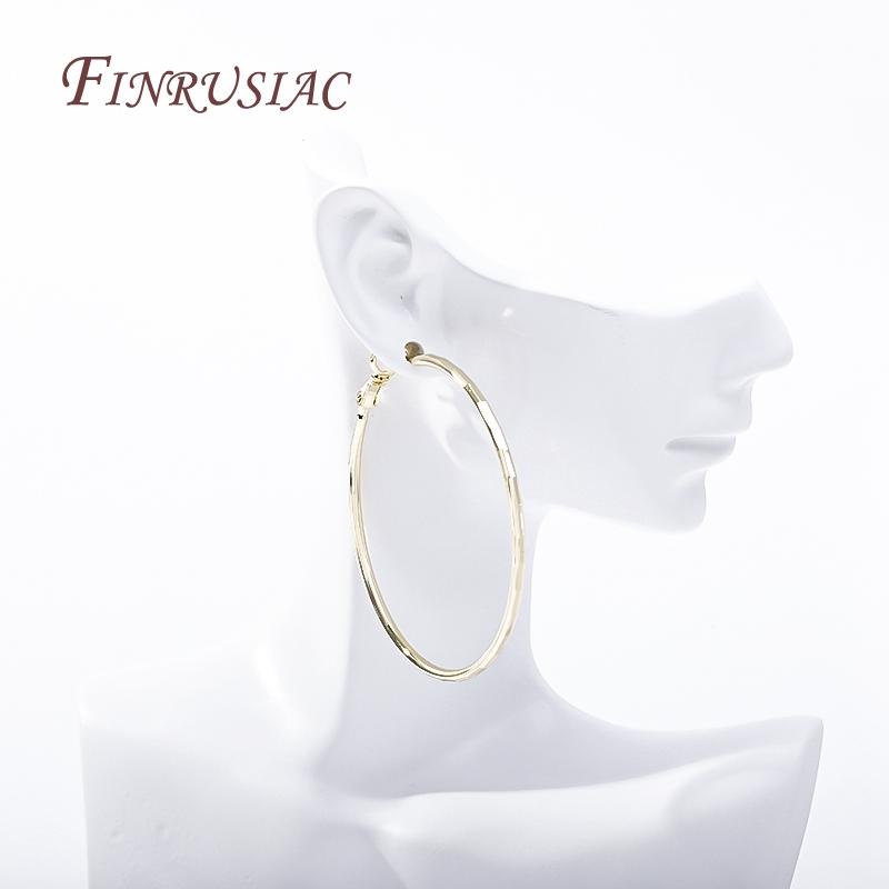 Fashion Women's Hoop Earrings 14K Gold Plated 925 Silver Needles Earring Rings  Simple Large Hoop Earrings Female Jewelry Gifts