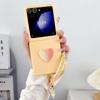 Luxury Candy Color 3D Love Heart Matte Phone Case for Samsung Z Flip 7 6 5 Gradient Bear Wristband Lanyard Shockproof protect Cover Samsung Flip7