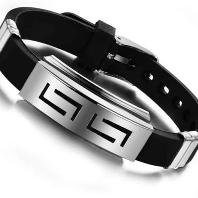 Steel Titanium Bracelet Pattern Cross Men's Bracelet Silicone Bracelet