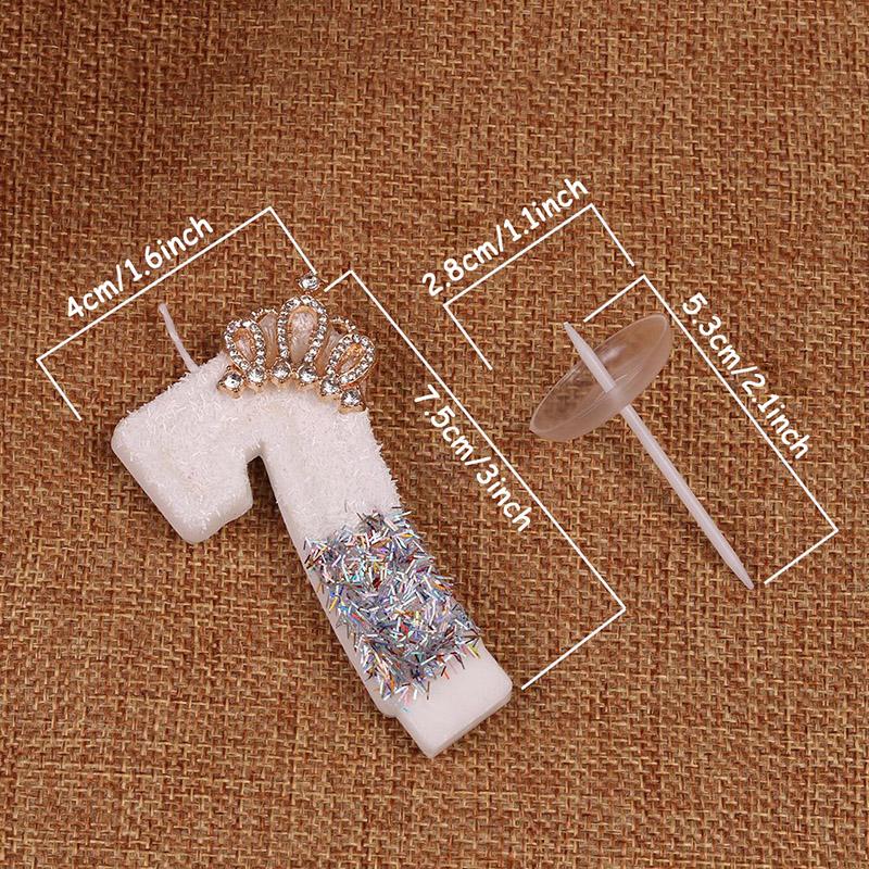 Cute 1pc Number 0-9 Birthday Cake Candles White for Kids Adult Wedding Christmas Party Crown Candle Cake Decoration