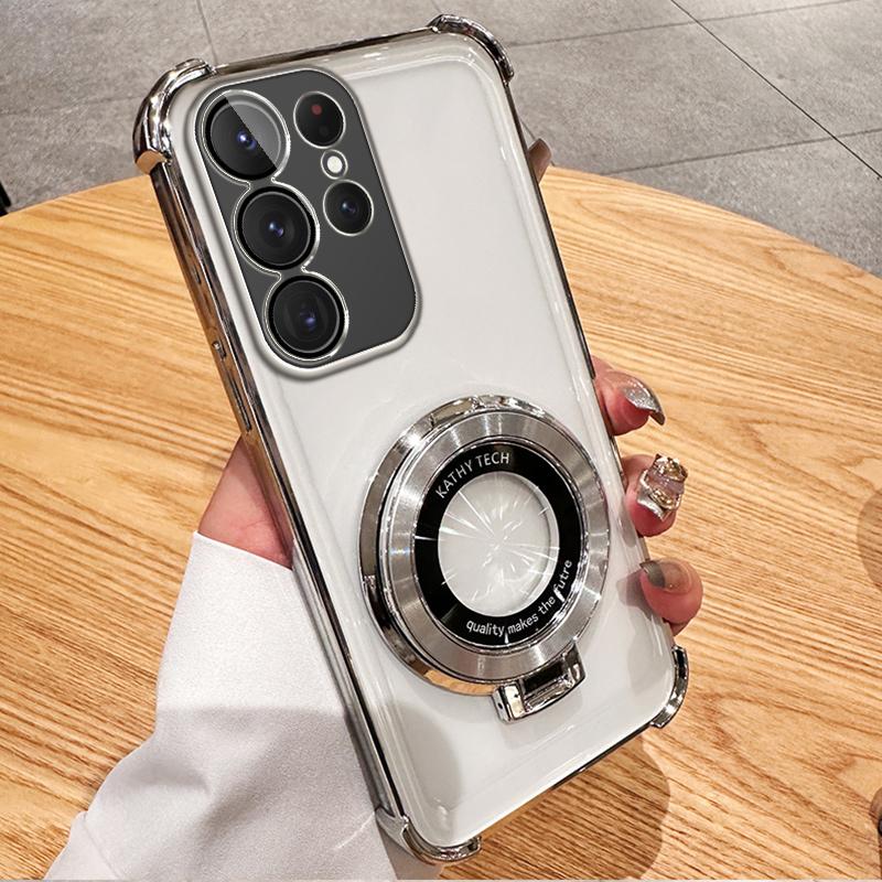 Shockproof Transparent Magnetic Bracket Case for Samsung S25 S24 23 S22 S21 Ultra Plus S25 S23 FE A17 A07 A06 A56 A36 A16 A55 A35 A25 A15 A54 A53 A14
